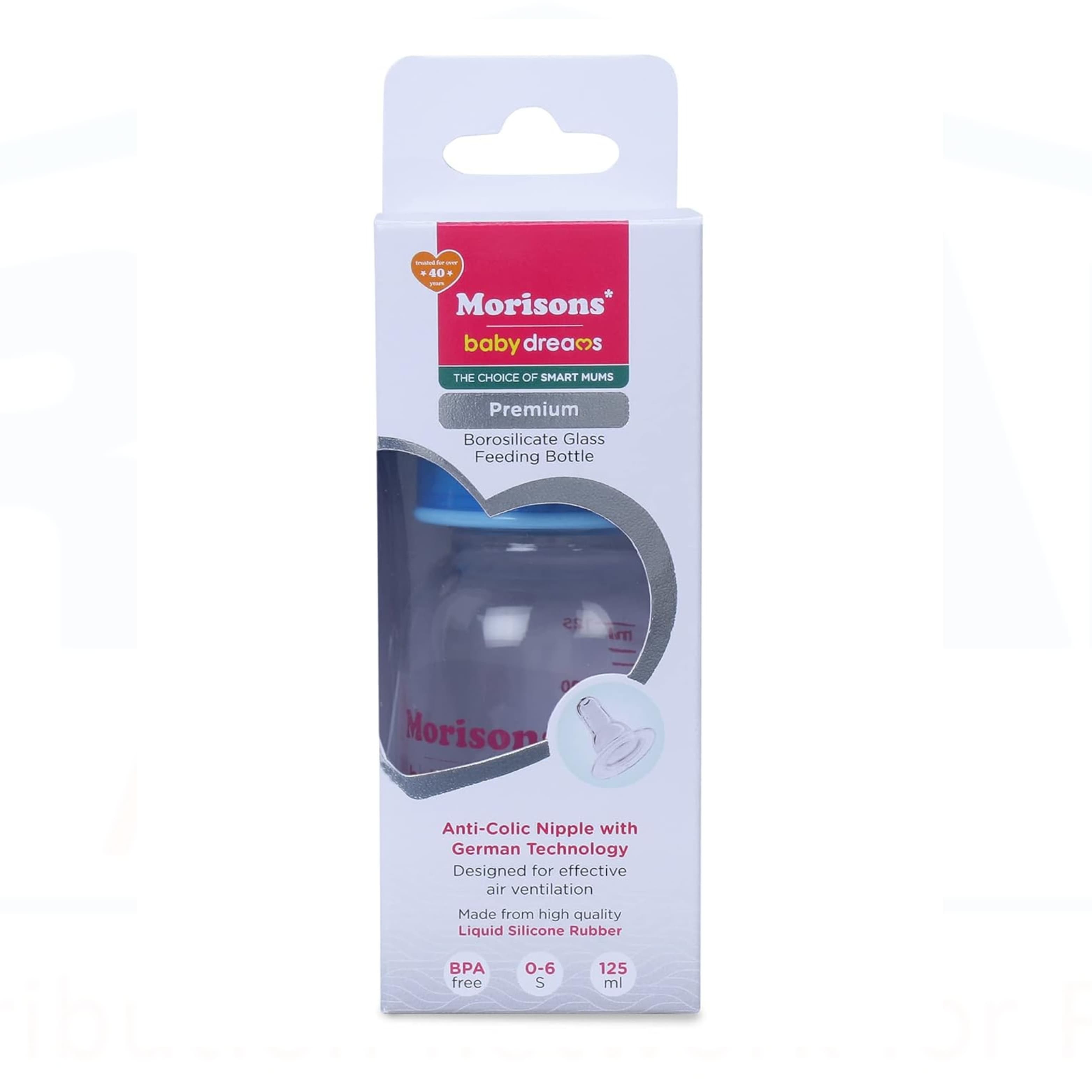 Morisons Feeder Bottle Glass 125ml [1x6x6] (INR 309|NPR 494.40)