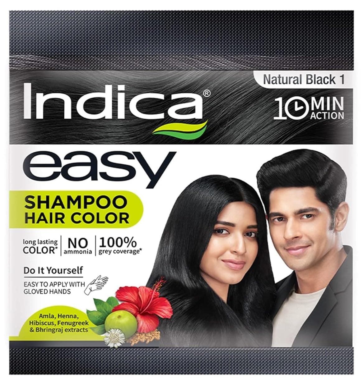 Indica Easy Shampoo Hair Color 10ml Black-1 [8x36] (INR 15|NPR 24)